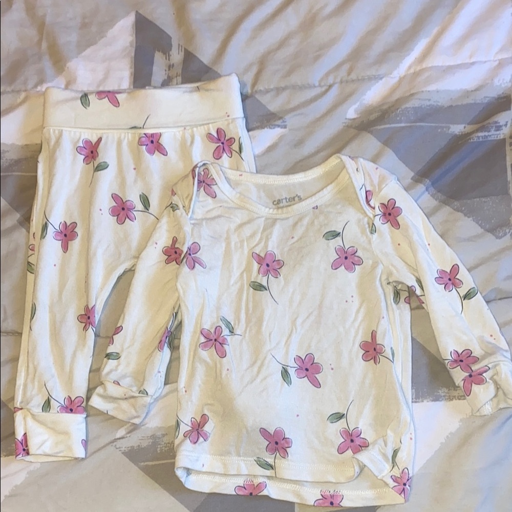 Carter's White and Pink Floral Pajama Set